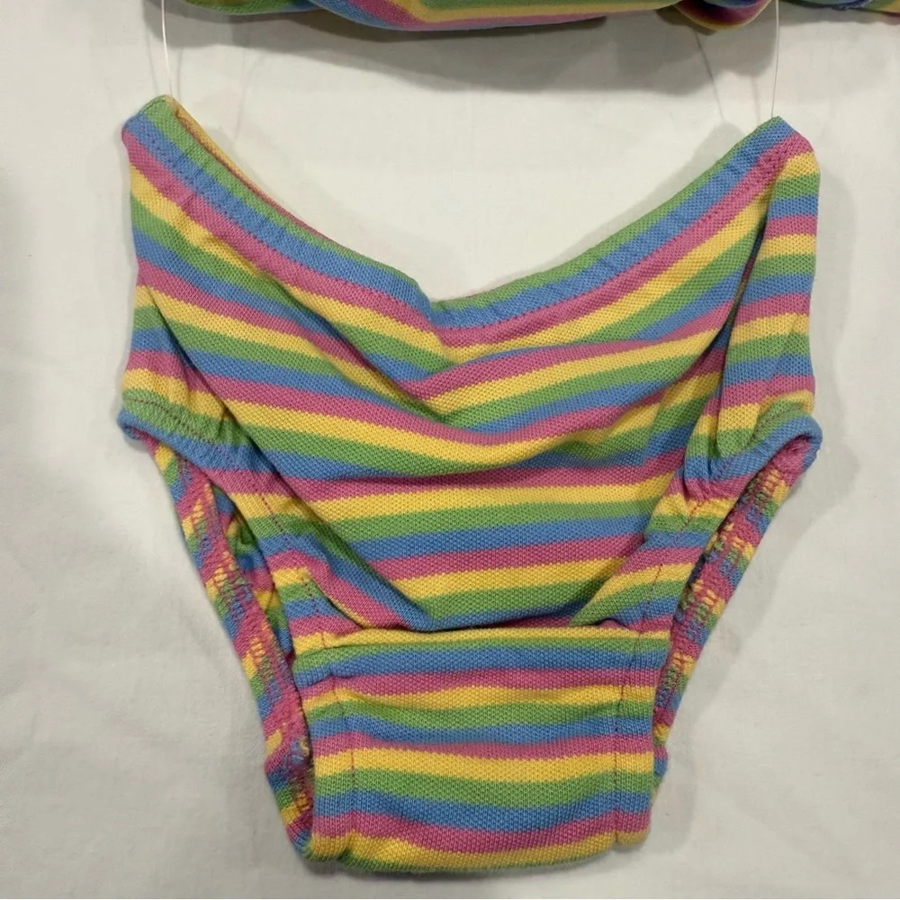 Y2K NWT The Children's Place Rainbow Striped Dress with Pink Accents Size 6-9 Mo